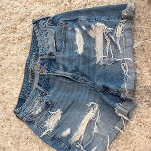 American Eagle Outfitters Women's Ripped Light Blue Jean Shorts
